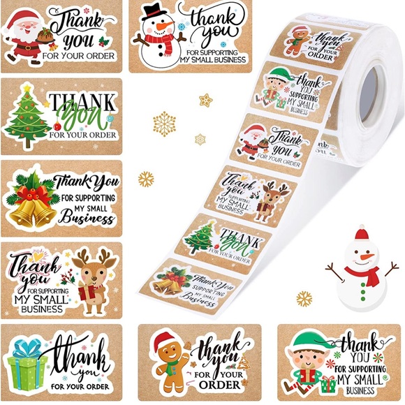 Other - 50 stickers- Holiday Thank you Stickers 1.6 x 1 inch